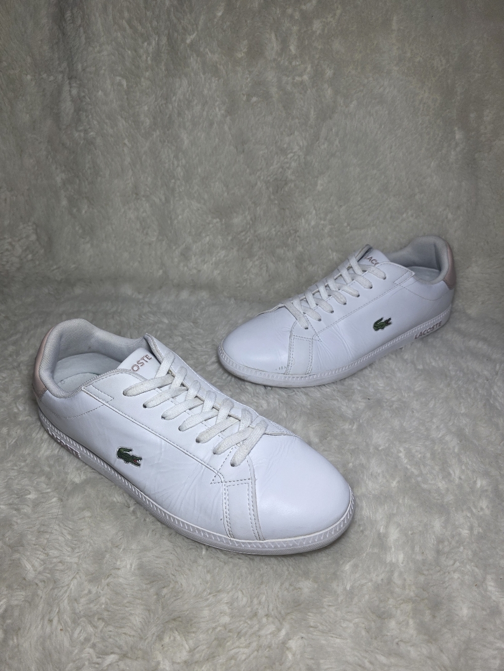 Lacoste Graduate BL 21 1 White Pink Leather Tennis Court Shoes Sneakers Women 10